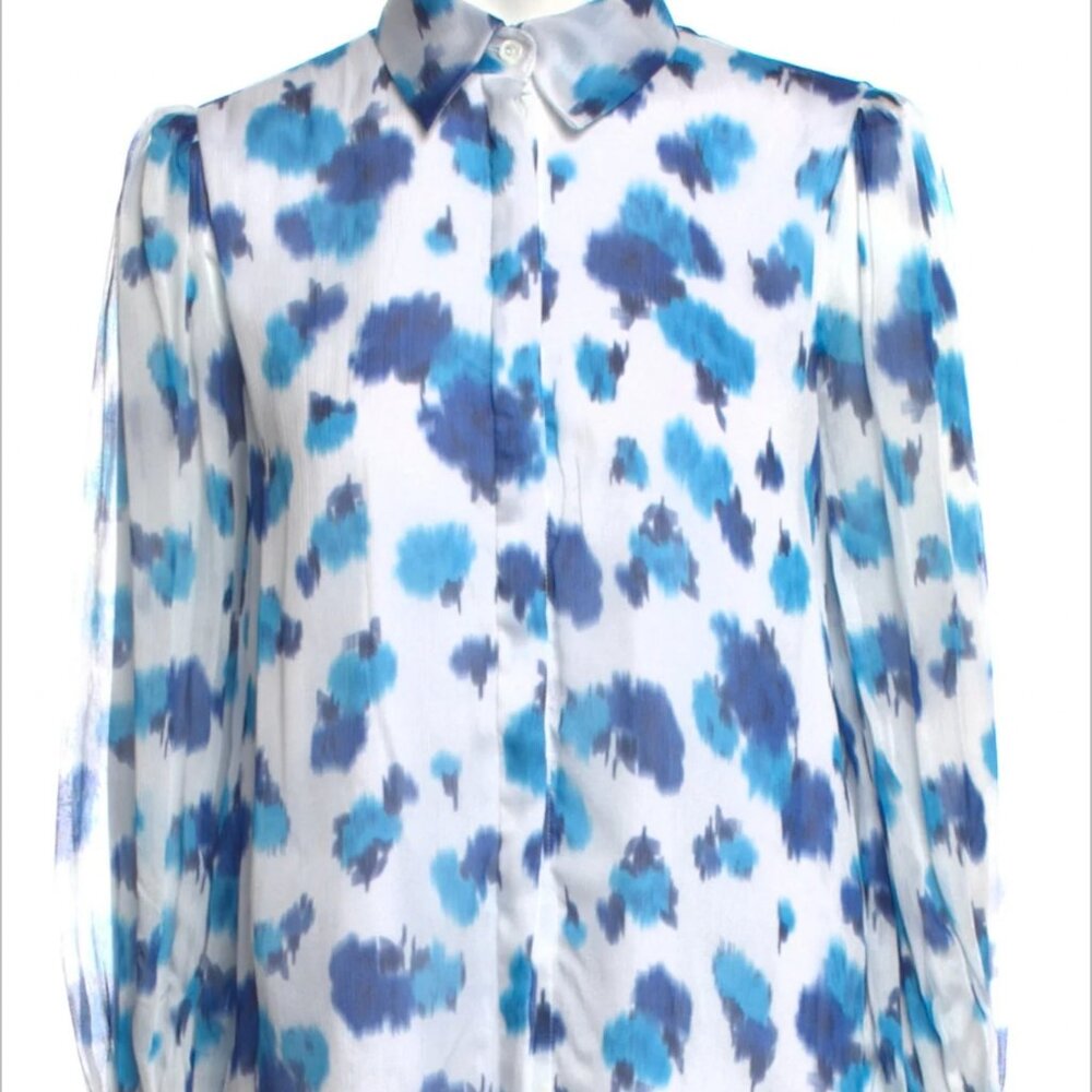 Carolina Herrera Tie-Dye Print Long Sleeve Button-Up Top w/ Tags